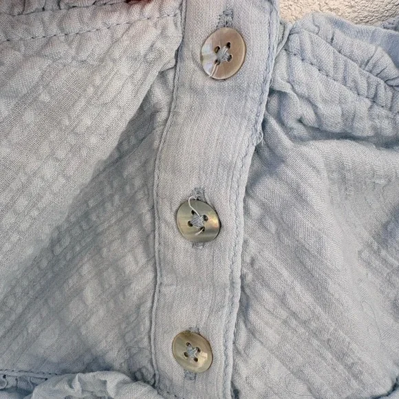 Free People Leave It To Me Peplum Blue Crop Top Small Square Neck Pleated - Picture 10 of 11